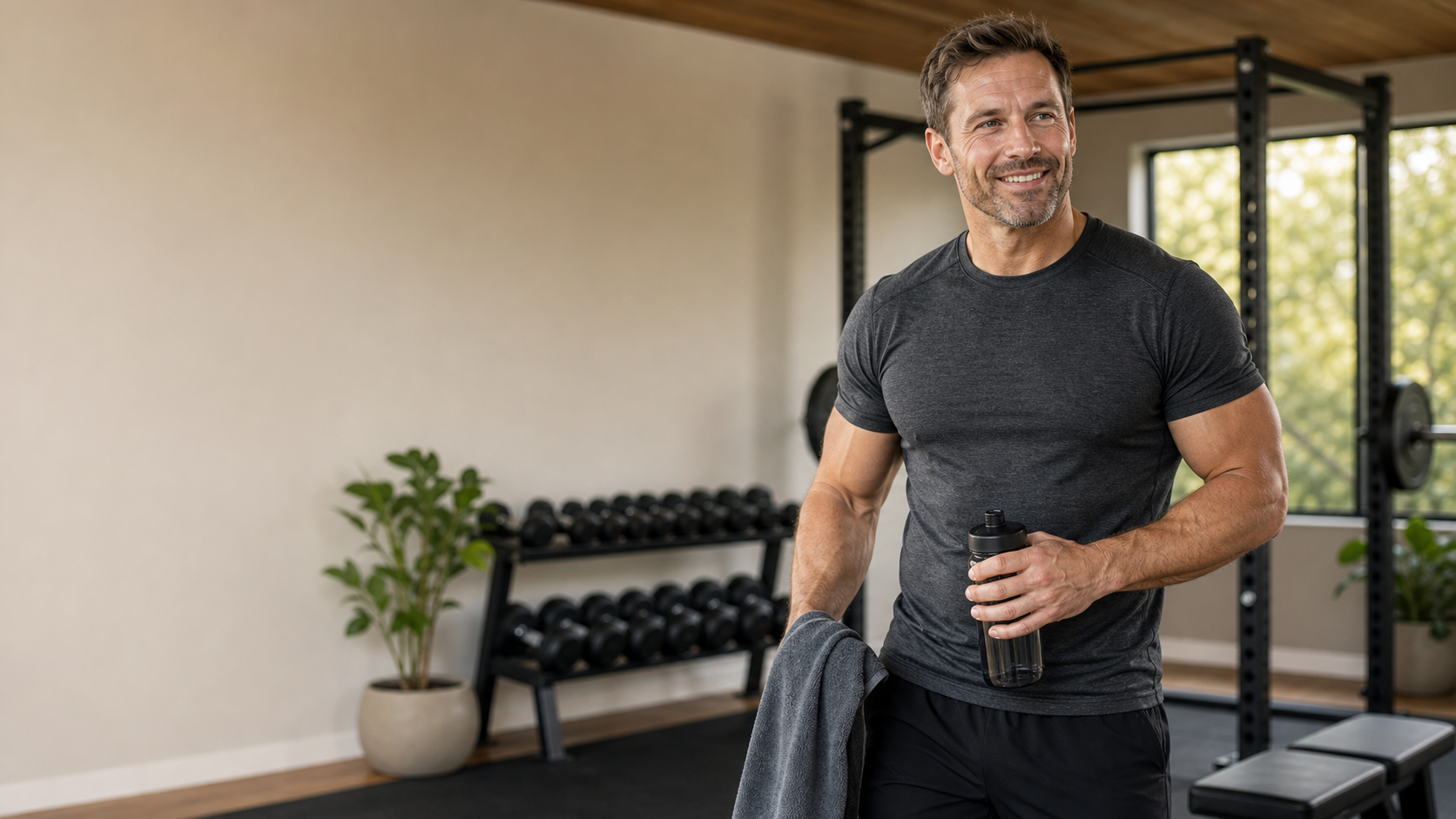 Man in a quiet home office representing testosterone care